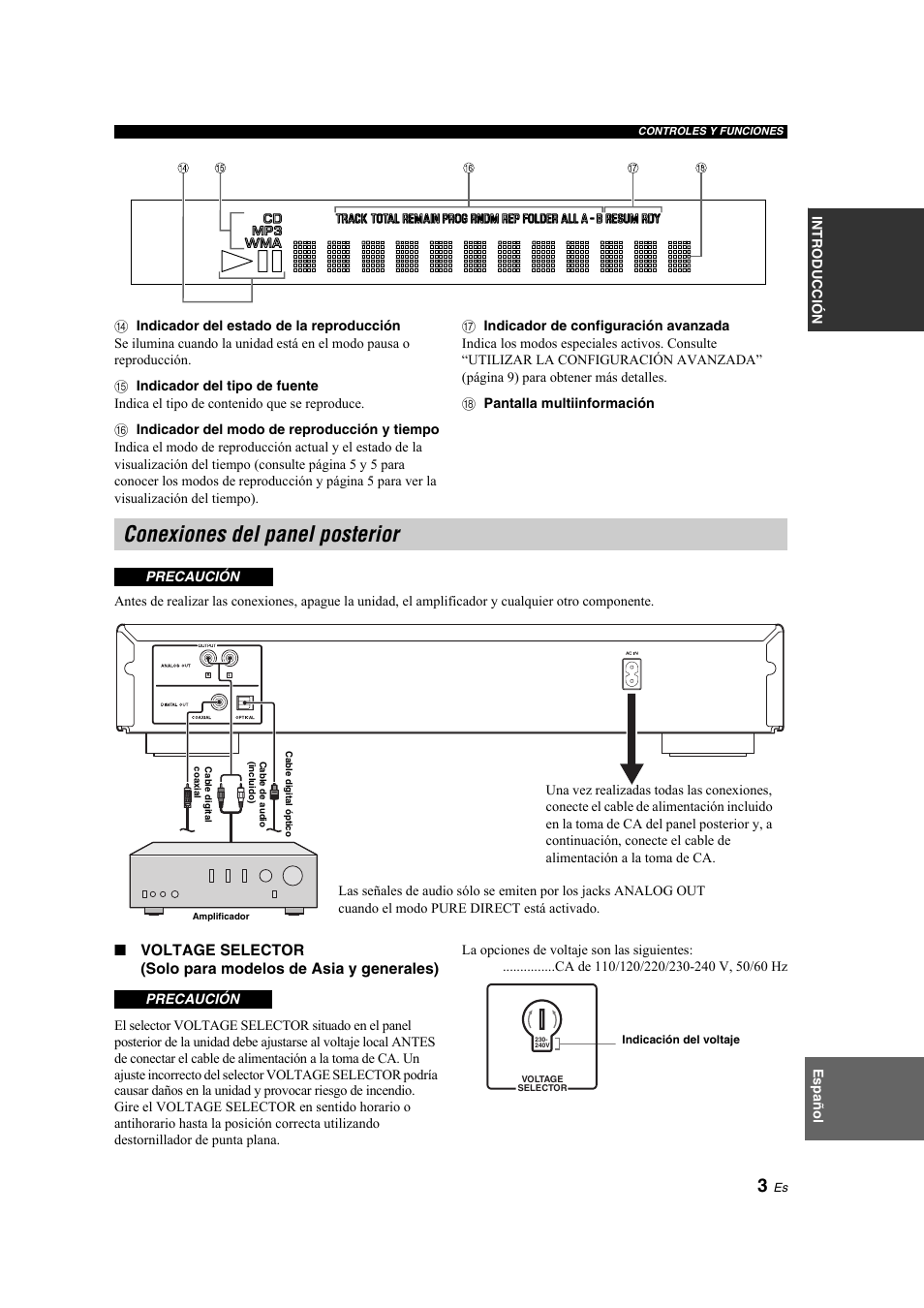 Conexiones del panel posterior | Yamaha CD-S300 User Manual | Page 67 / 108