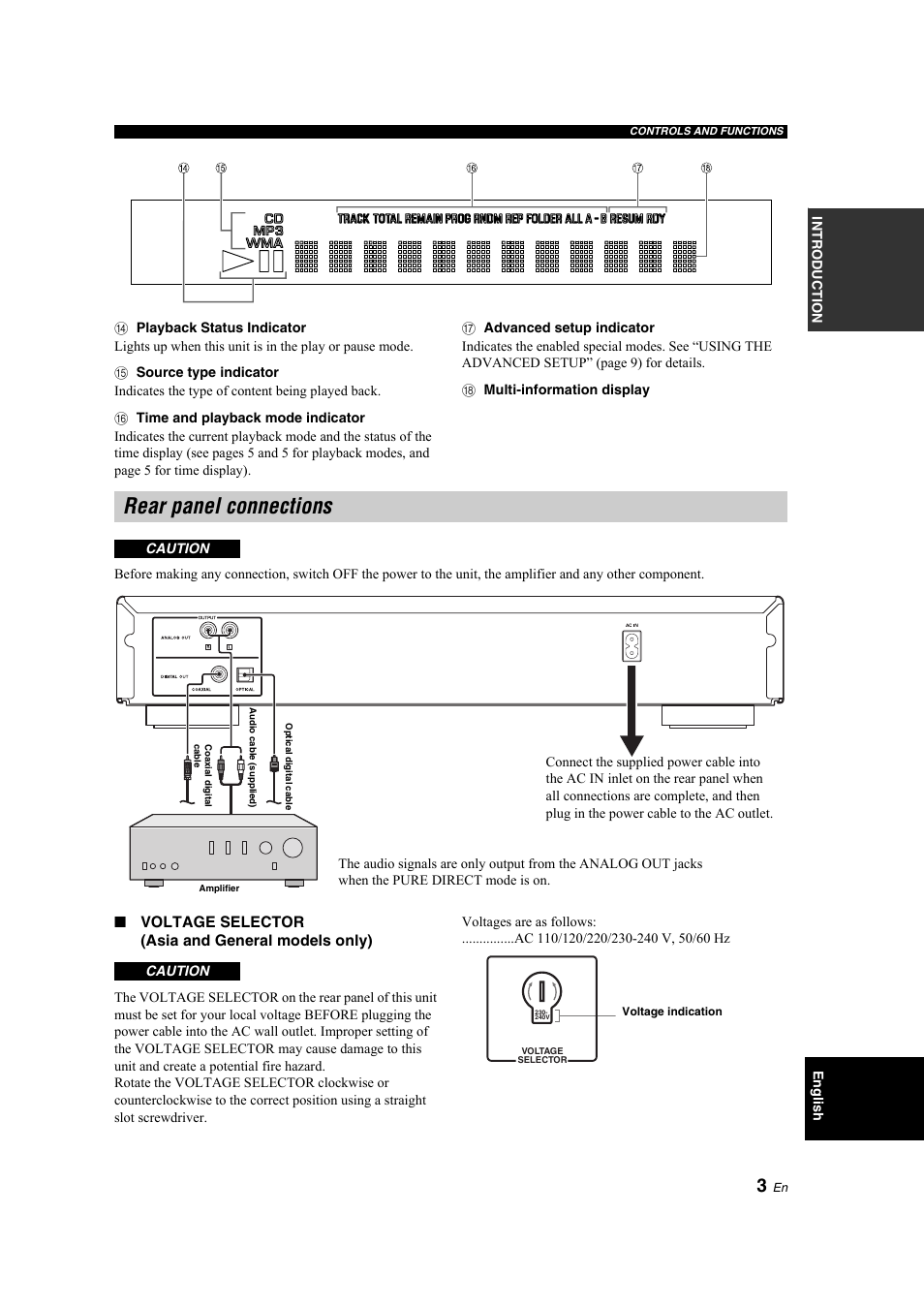 Rear panel connections | Yamaha CD-S300 User Manual | Page 7 / 108