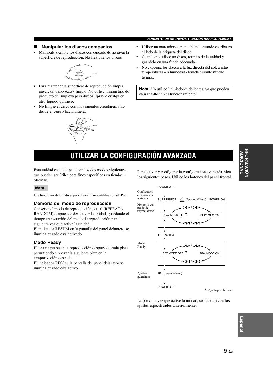 Utilizar la configuración avanzada, Utilizar la configuración, Avanzada | Yamaha CD-S300 User Manual | Page 73 / 108