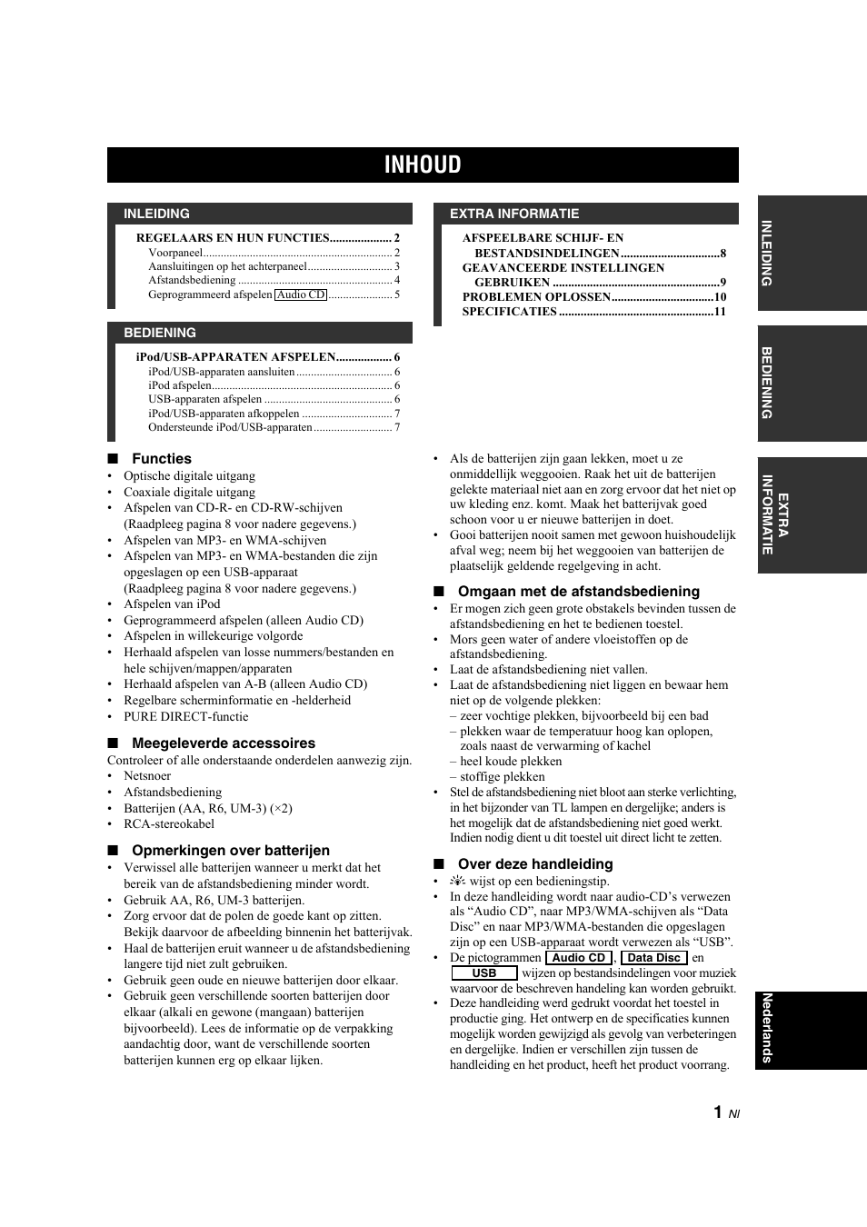 Inhoud | Yamaha CD-S300 User Manual | Page 77 / 108