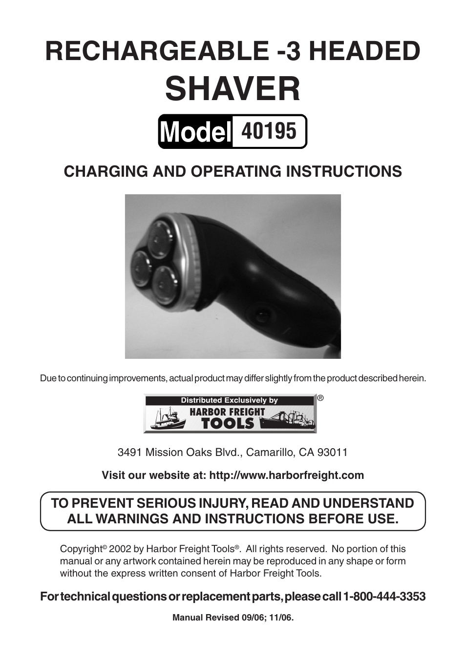 Harbor Freight Tools 40195 User Manual | 6 pages