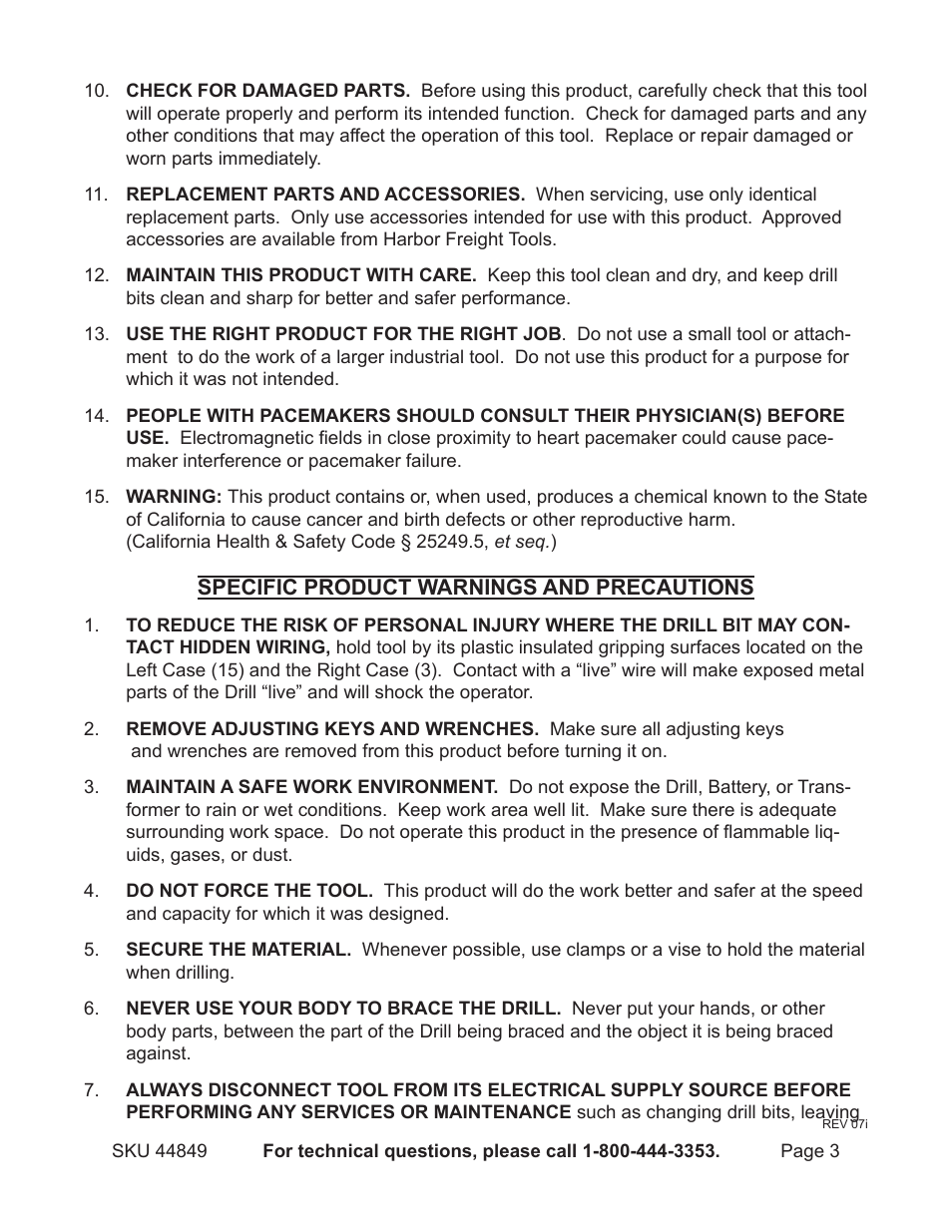 Harbor Freight Tools Chicago 44849 User Manual | Page 3 / 14
