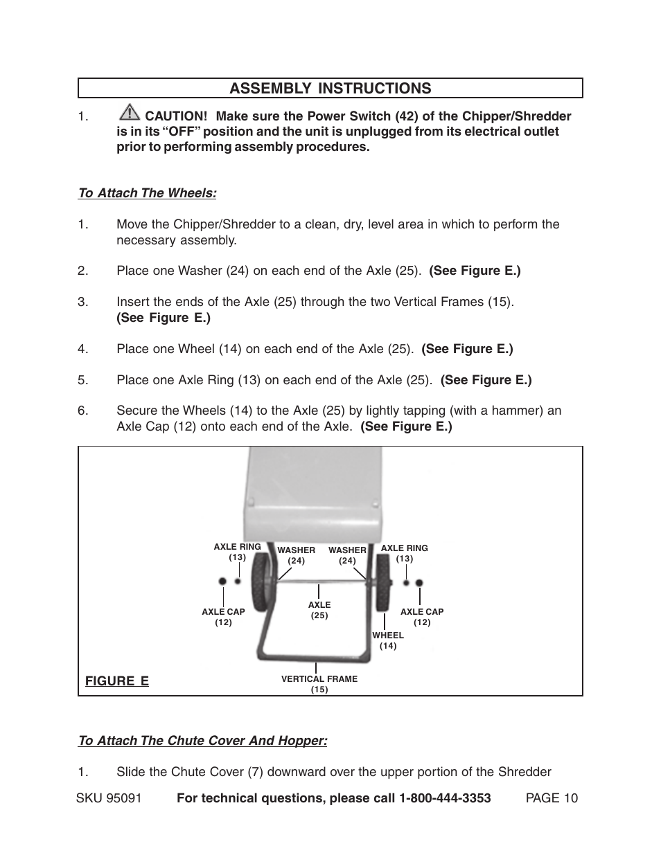 Assembly instructions | Harbor Freight Tools 95091 User Manual | Page 10 / 18