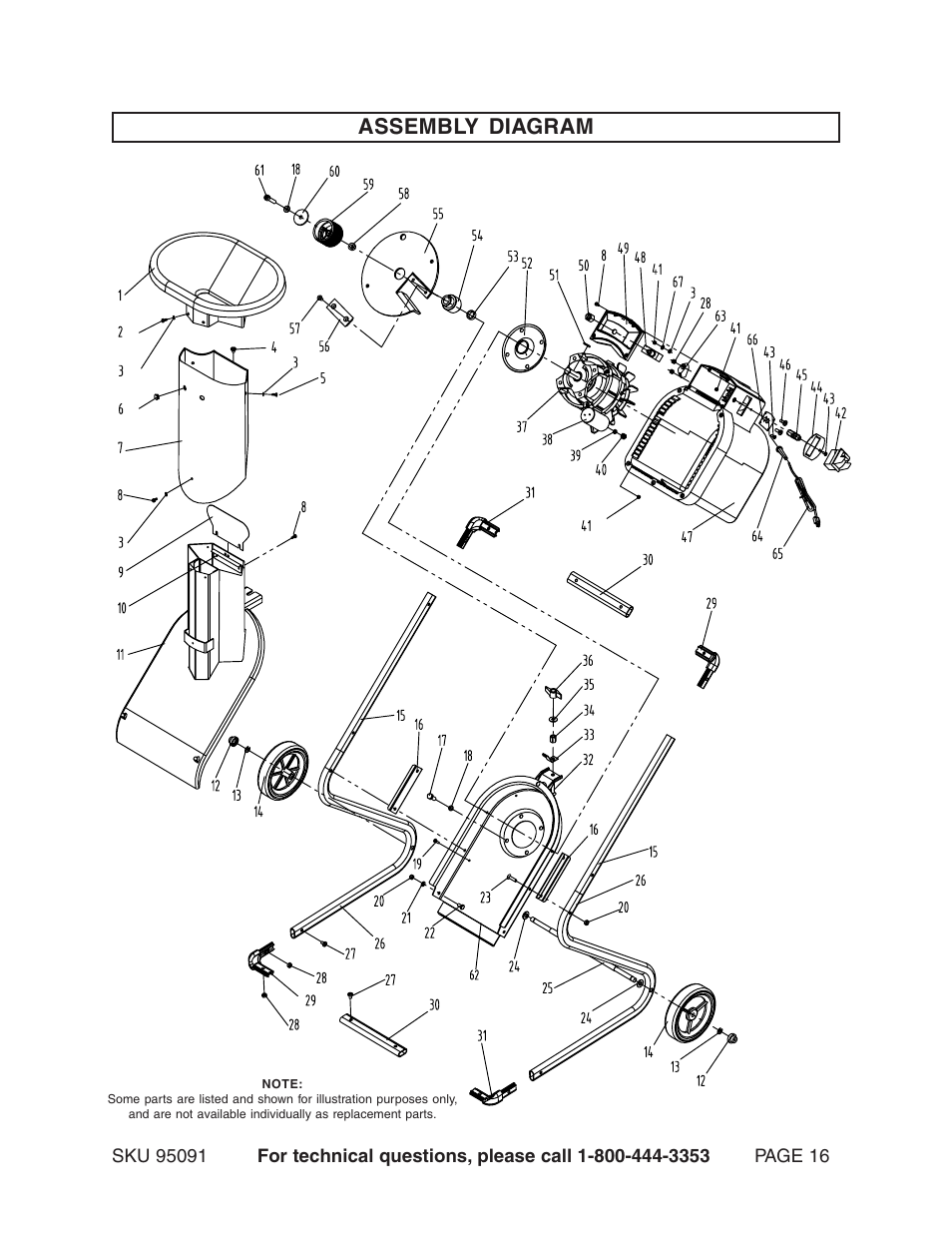 Assembly diagram | Harbor Freight Tools 95091 User Manual | Page 16 / 18