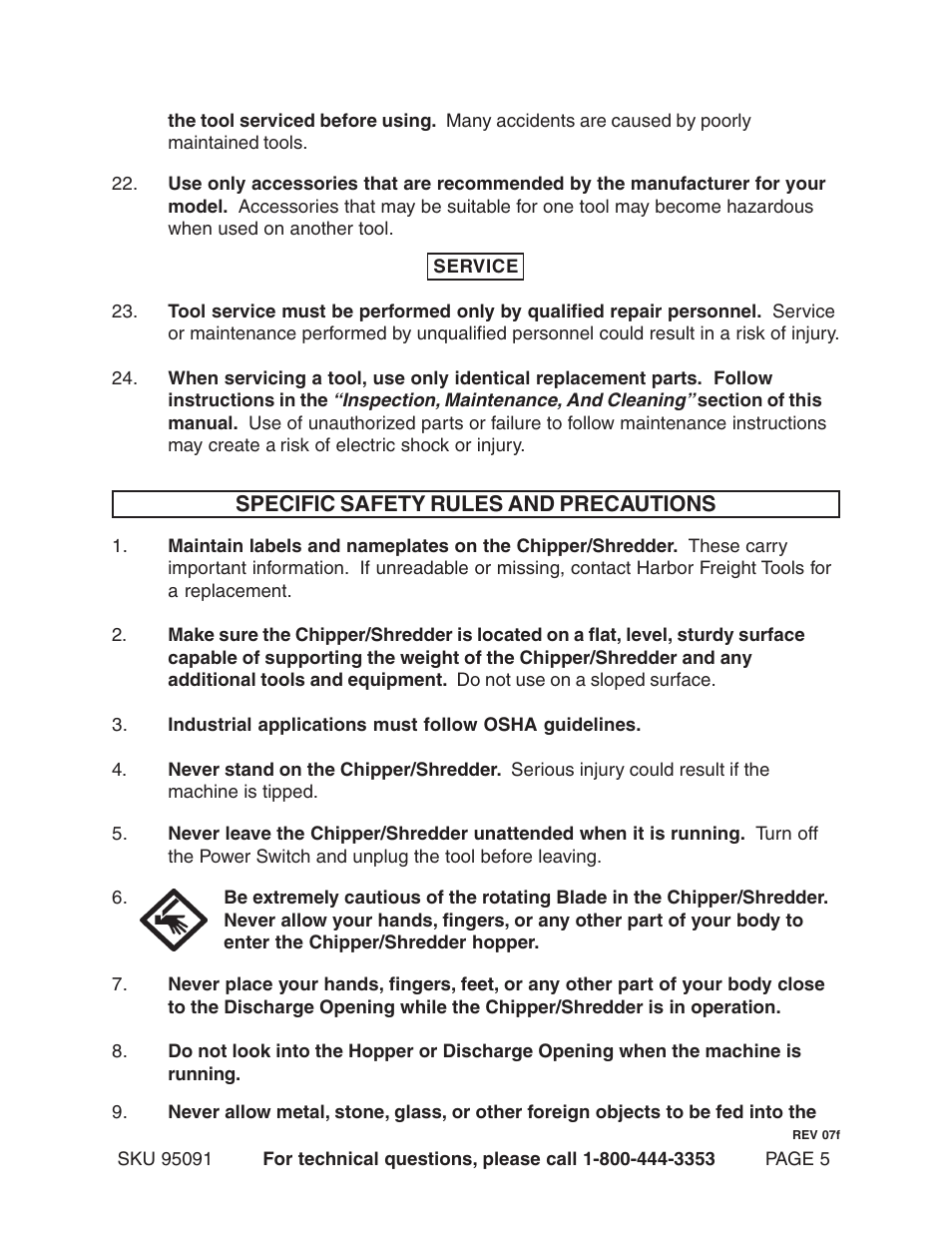 Harbor Freight Tools 95091 User Manual | Page 5 / 18