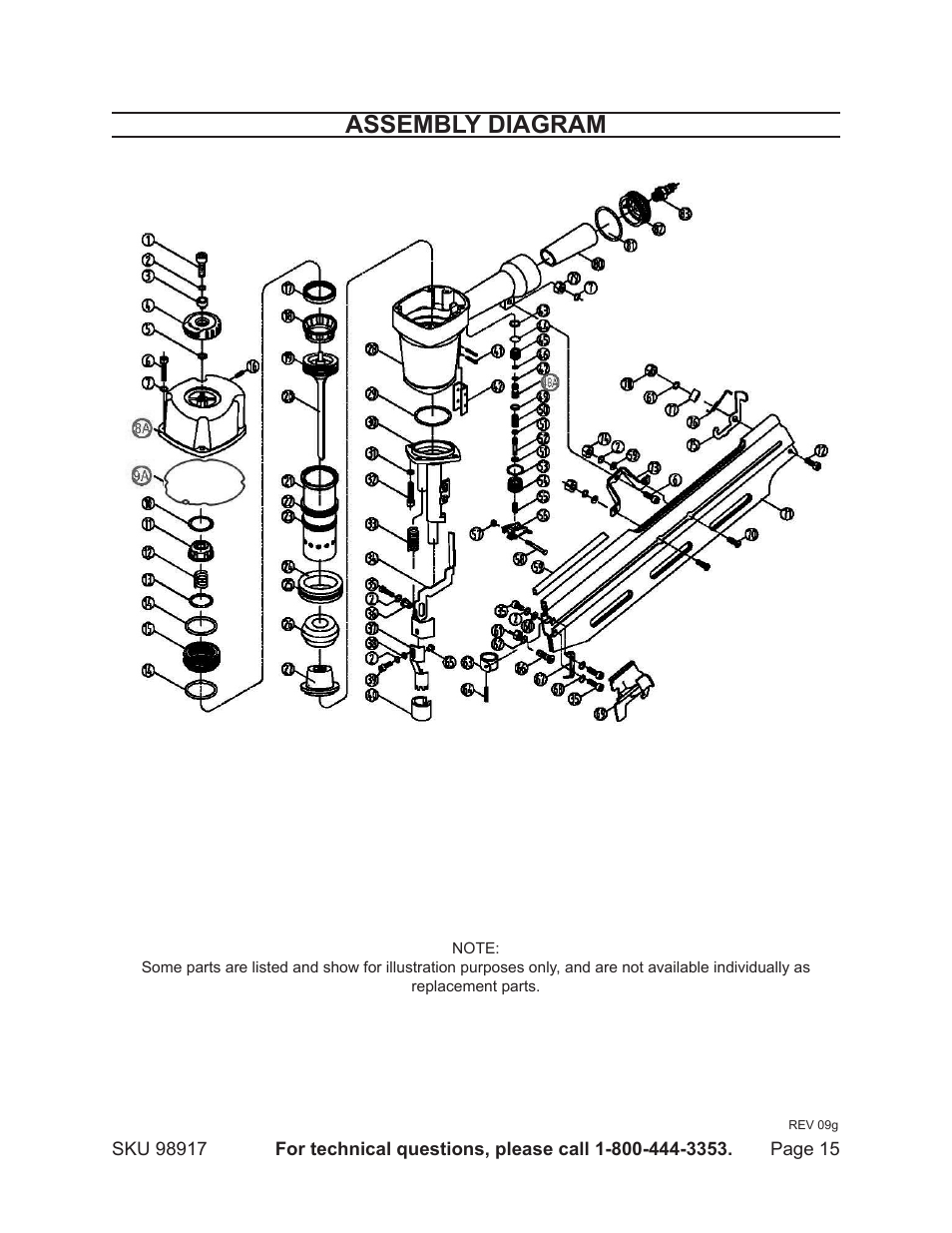 Assembly diagram | Harbor Freight Tools 98917 User Manual | Page 15 / 16