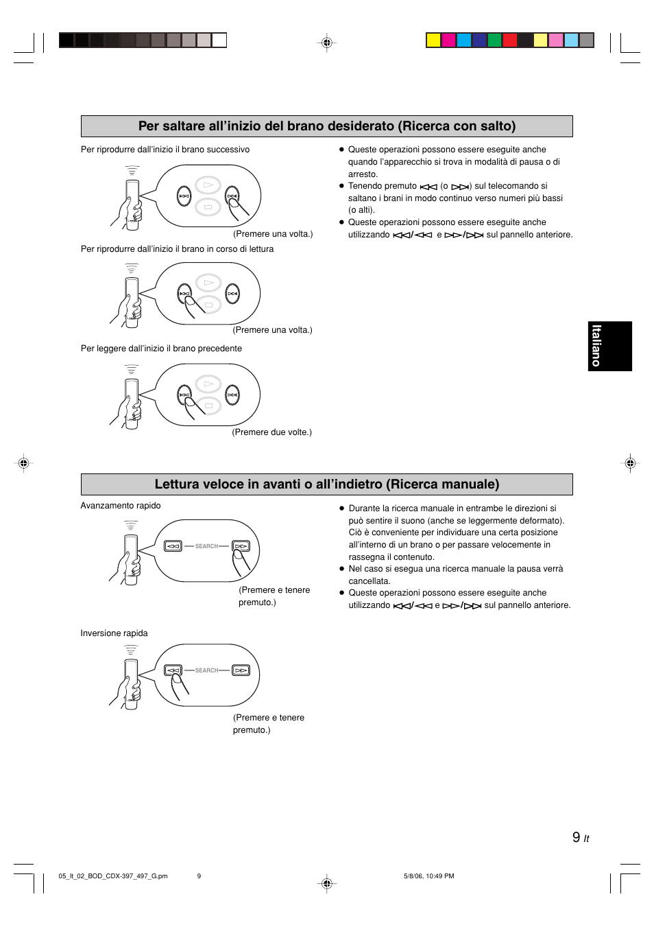 Italiano | Yamaha CDX-497 User Manual | Page 111 / 228