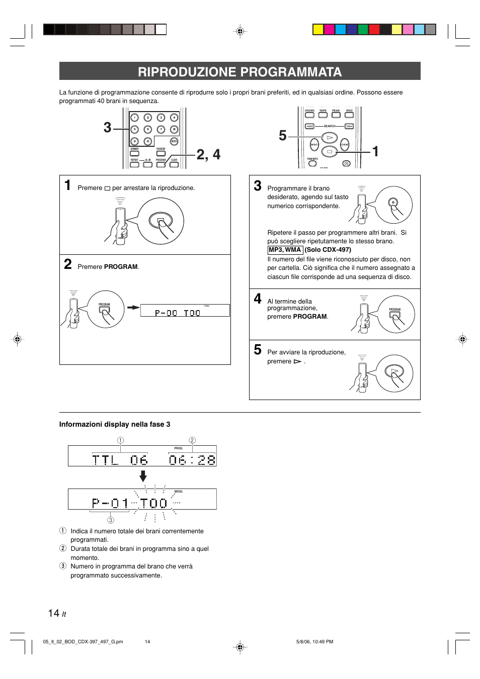 Riproduzione programmata | Yamaha CDX-497 User Manual | Page 116 / 228