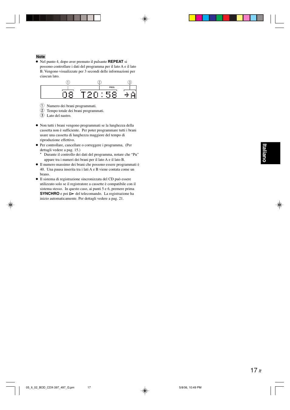 Italiano | Yamaha CDX-497 User Manual | Page 119 / 228