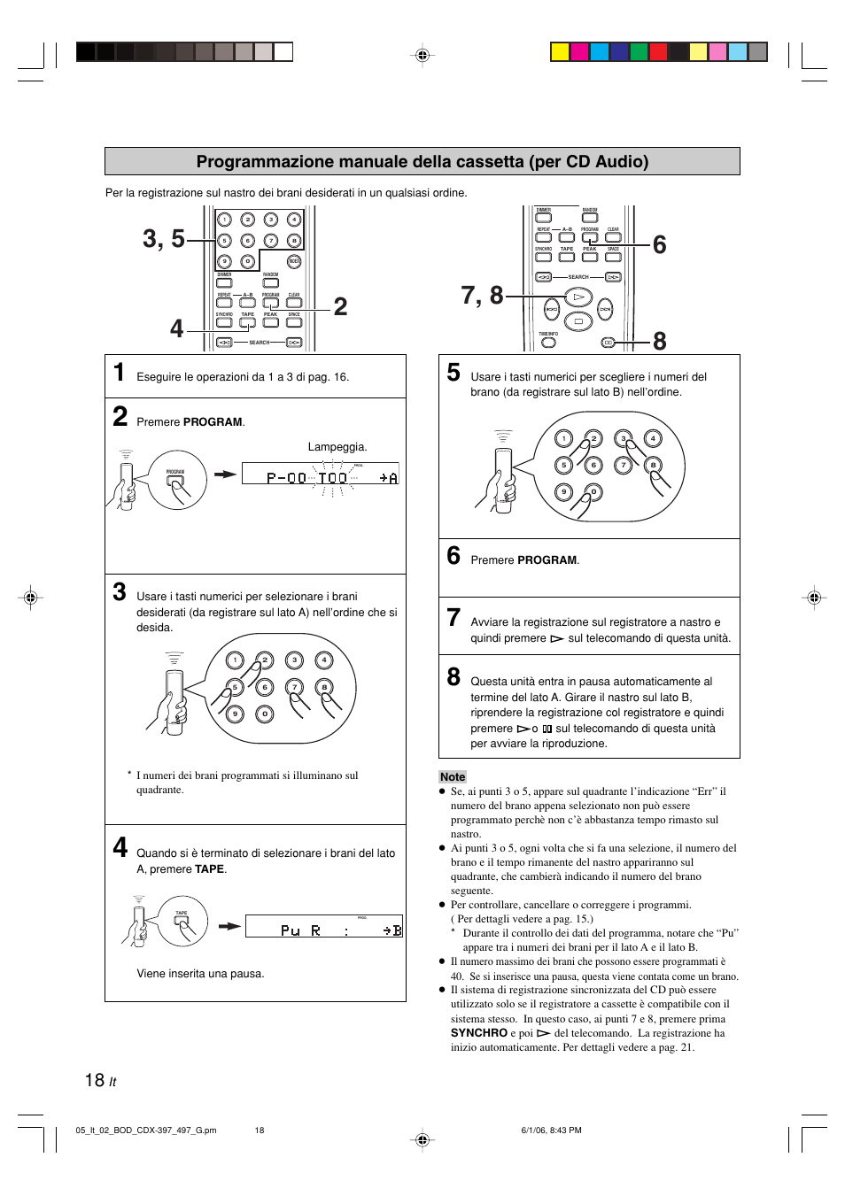 Programmazione manuale della cassetta | Yamaha CDX-497 User Manual | Page 120 / 228