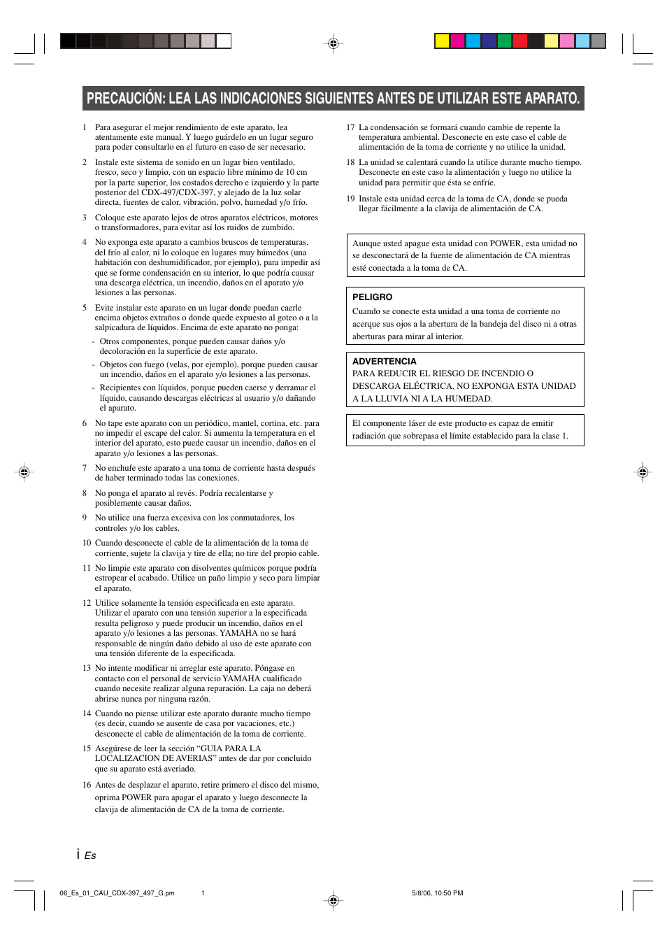 Español | Yamaha CDX-497 User Manual | Page 127 / 228