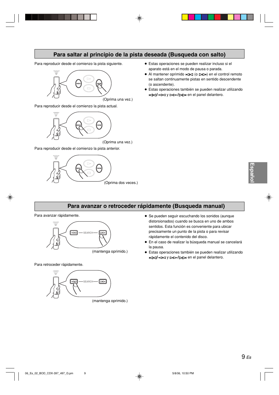 Español | Yamaha CDX-497 User Manual | Page 136 / 228