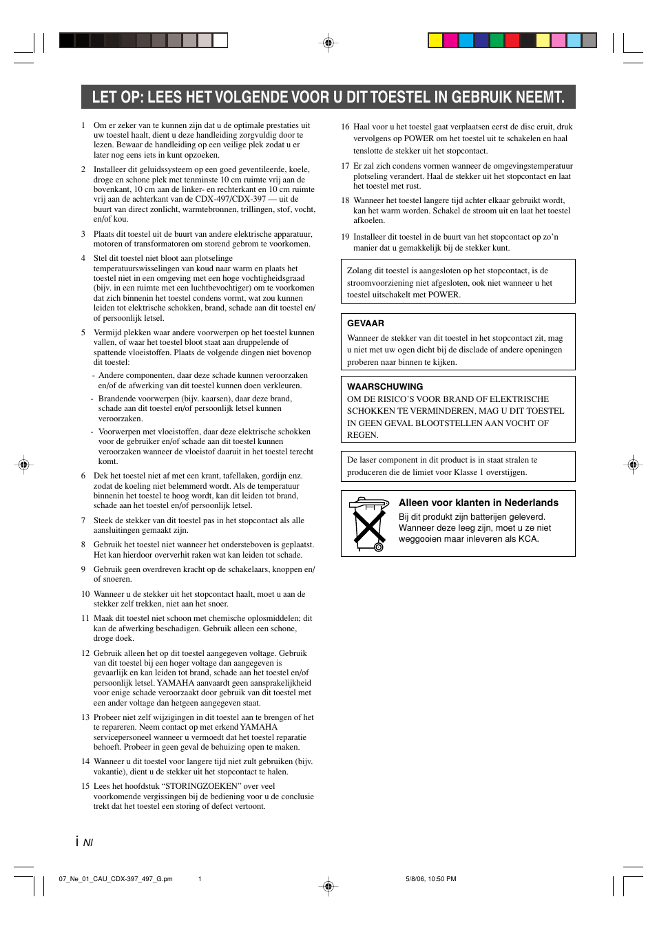 Nederlands | Yamaha CDX-497 User Manual | Page 152 / 228