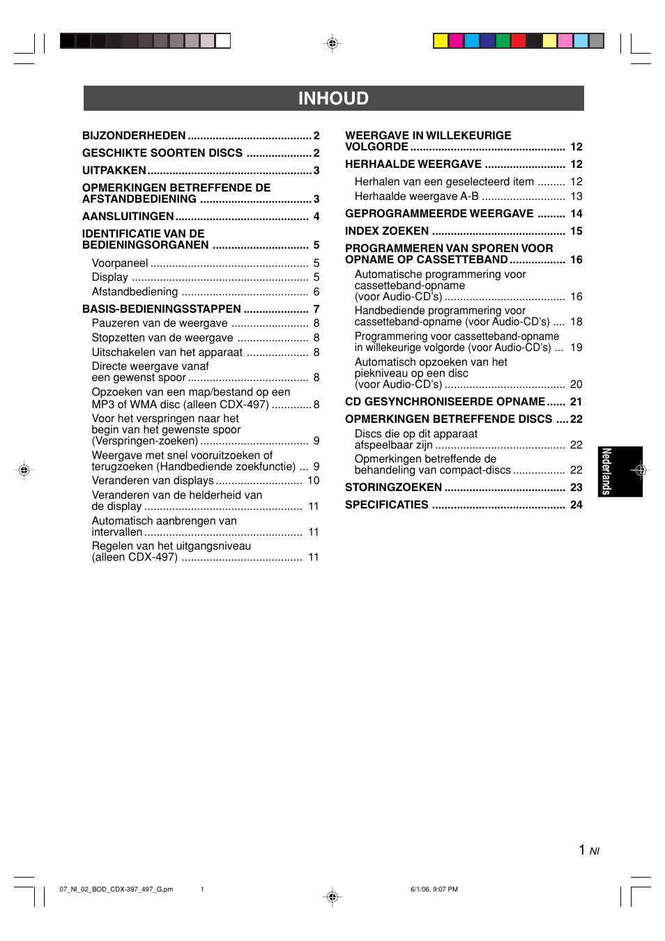 Inhoud | Yamaha CDX-497 User Manual | Page 153 / 228