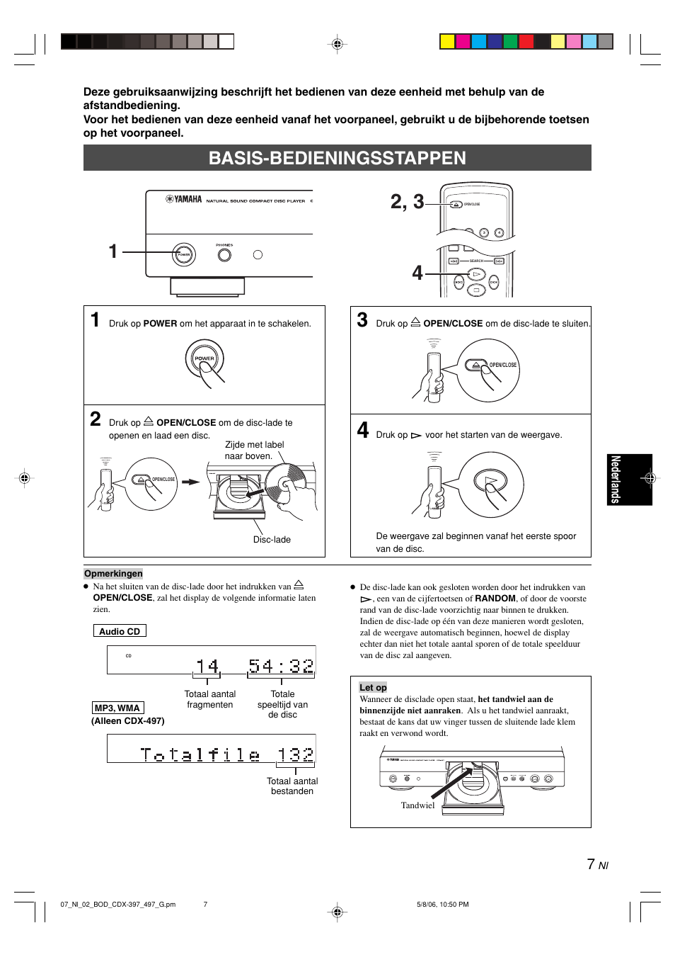 Basis-bedieningsstappen, English, Nederlands | Yamaha CDX-497 User Manual | Page 159 / 228