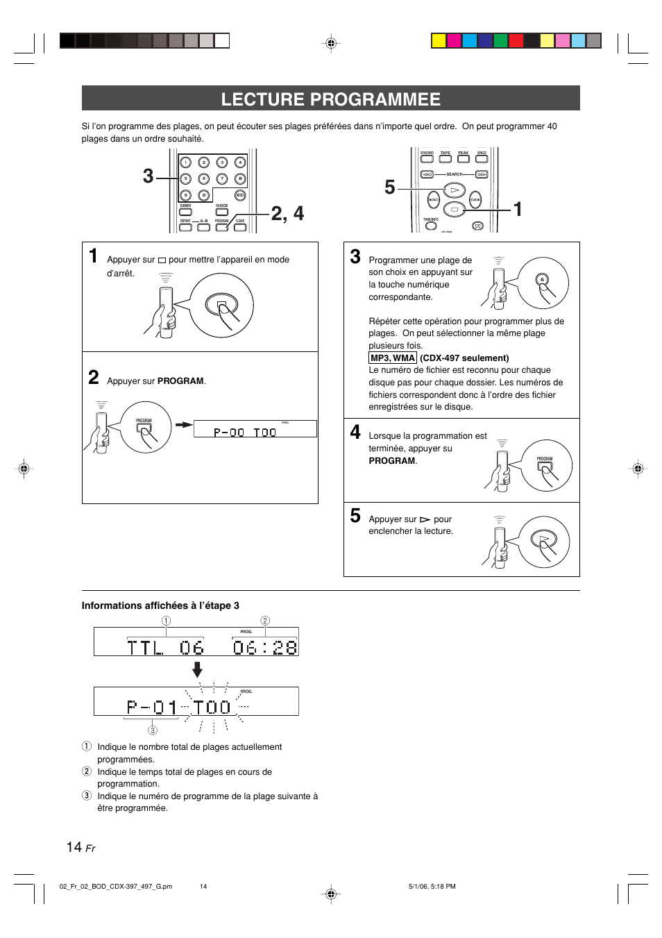 Lecture programmee | Yamaha CDX-497 User Manual | Page 41 / 228