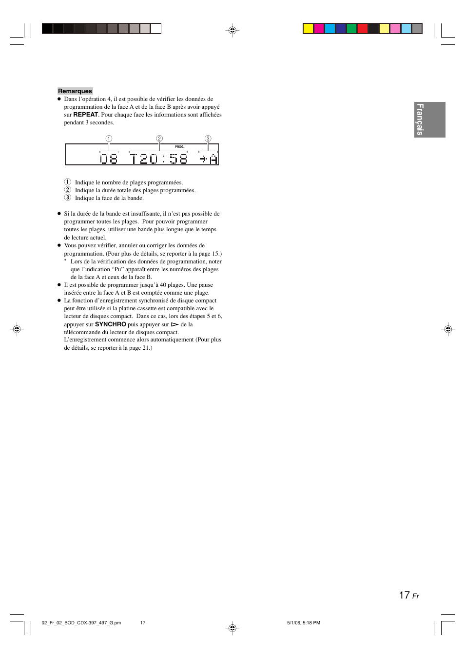 Français | Yamaha CDX-497 User Manual | Page 44 / 228