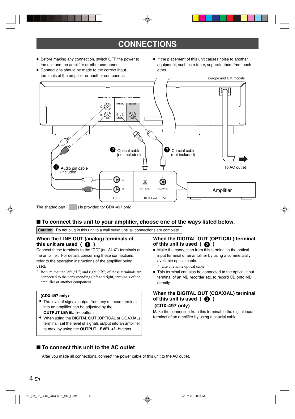 Connections | Yamaha CDX-497 User Manual | Page 6 / 228