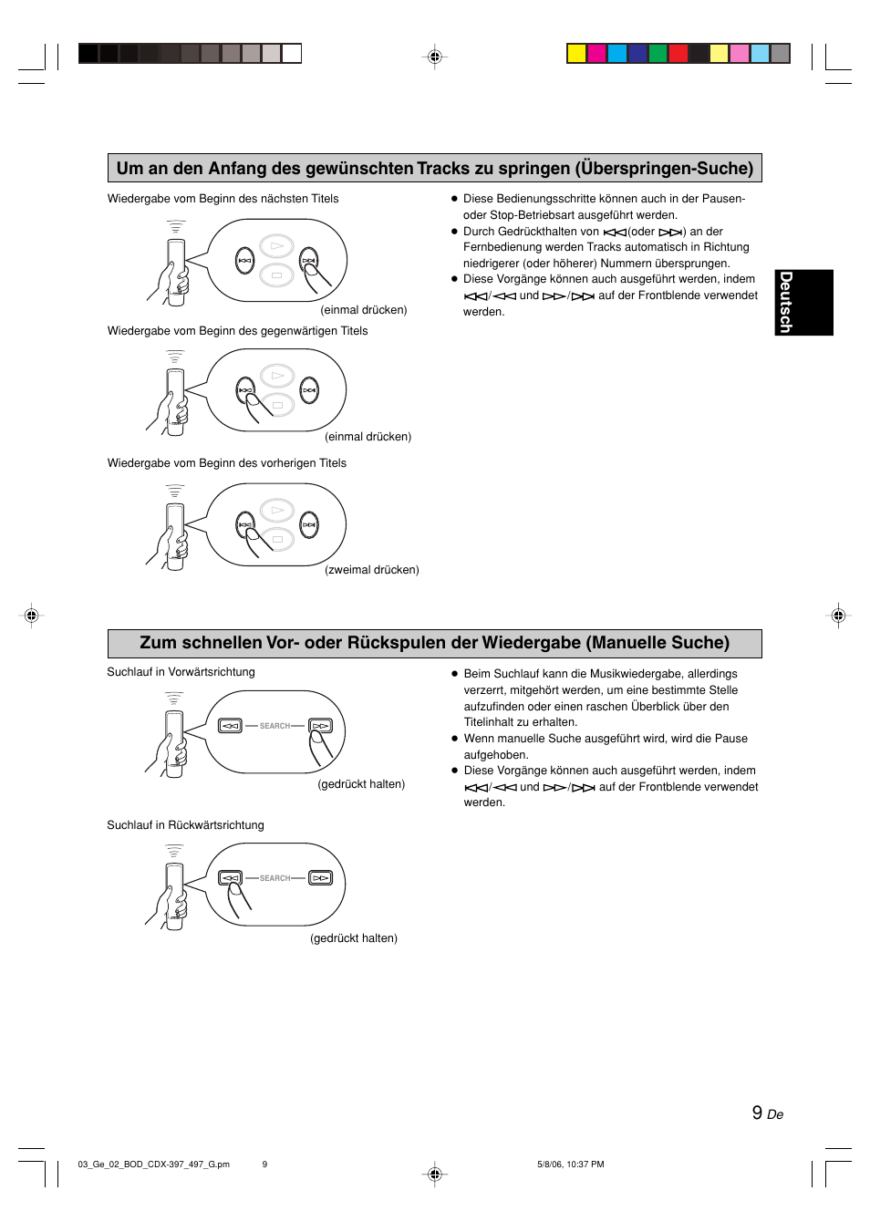 Deutsc h | Yamaha CDX-497 User Manual | Page 61 / 228
