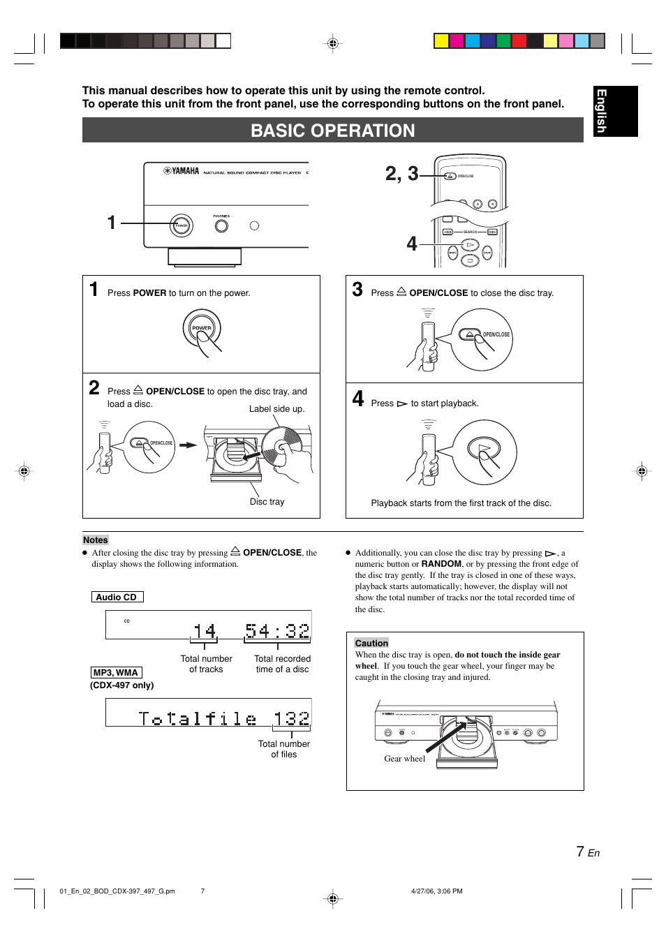 Basic operation, English | Yamaha CDX-497 User Manual | Page 9 / 228