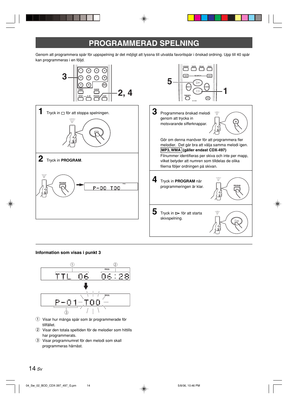 Programmerad spelning | Yamaha CDX-497 User Manual | Page 91 / 228