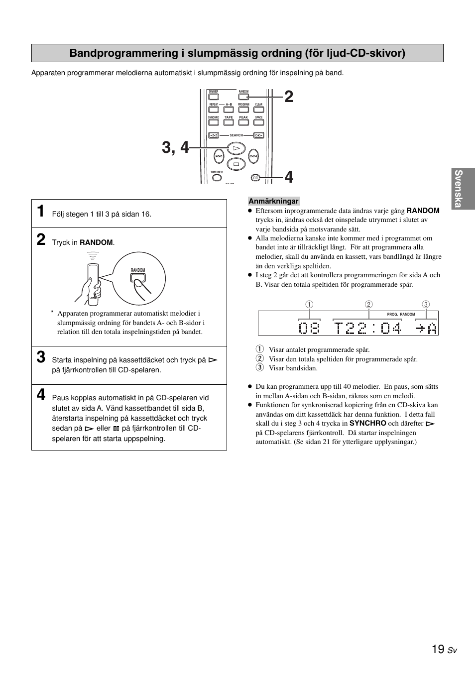 Bandprogrammering i slumpmässig ordning, Svenska | Yamaha CDX-497 User Manual | Page 96 / 228