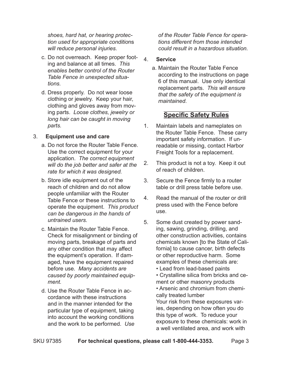 Harbor Freight Tools CENTRAL MACHINERY 97385 User Manual | Page 3 / 8