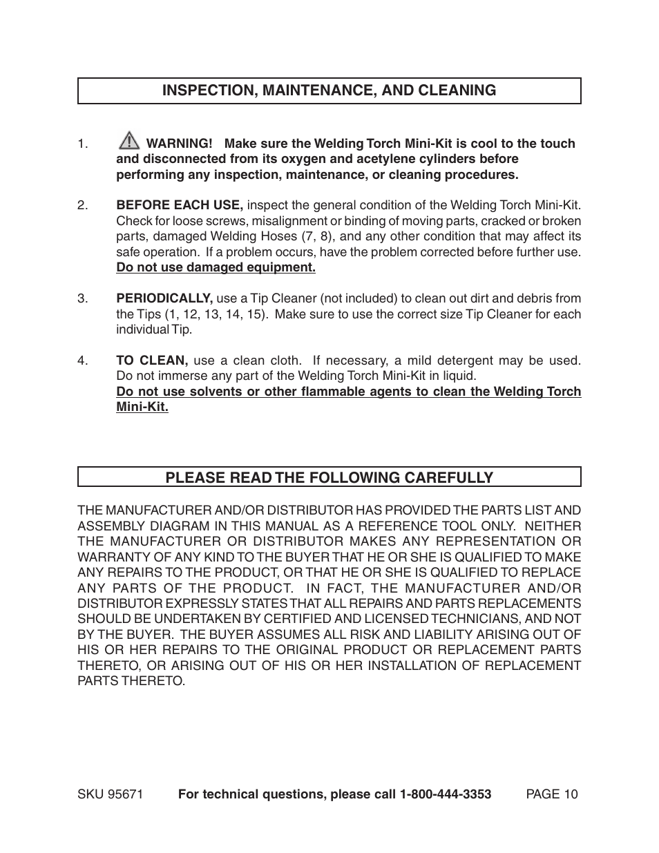 Harbor Freight Tools Chicago Electric Welding Torch Mini-Kit 95671 User Manual | Page 10 / 11