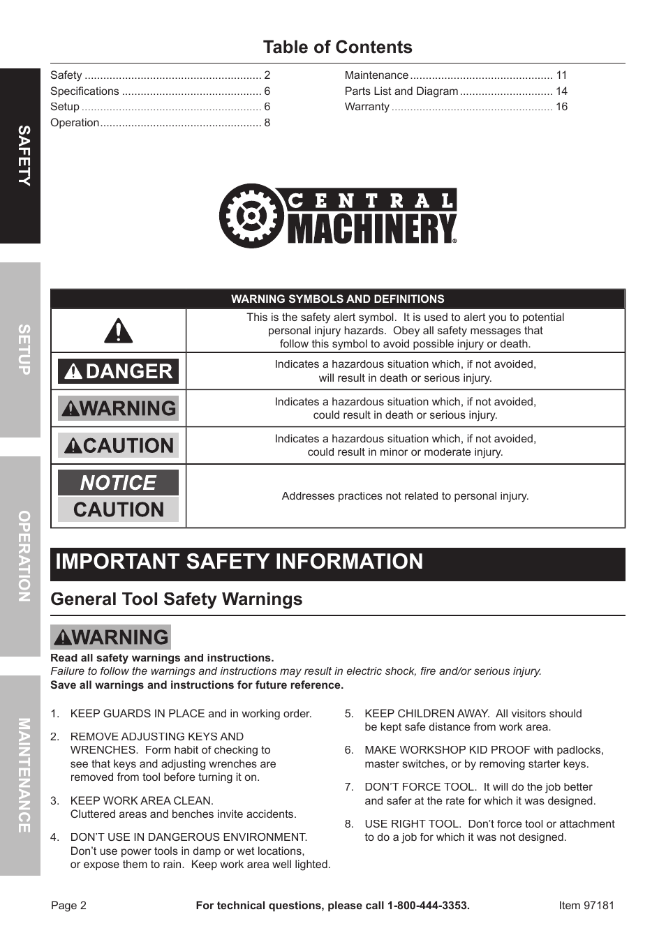 Harbor Freight Tools 97181 User Manual | Page 2 / 16