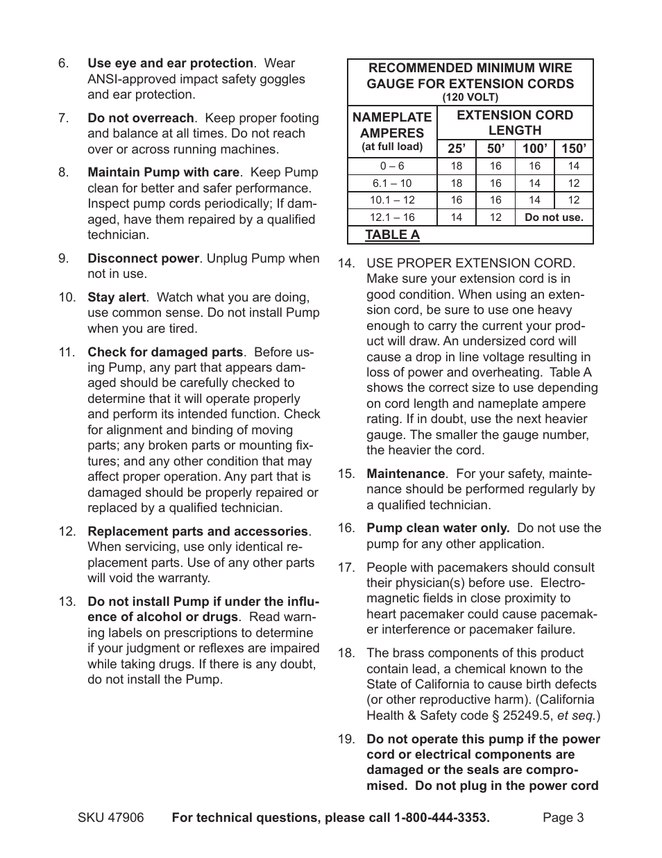 Harbor Freight Tools 47906 User Manual | Page 3 / 13