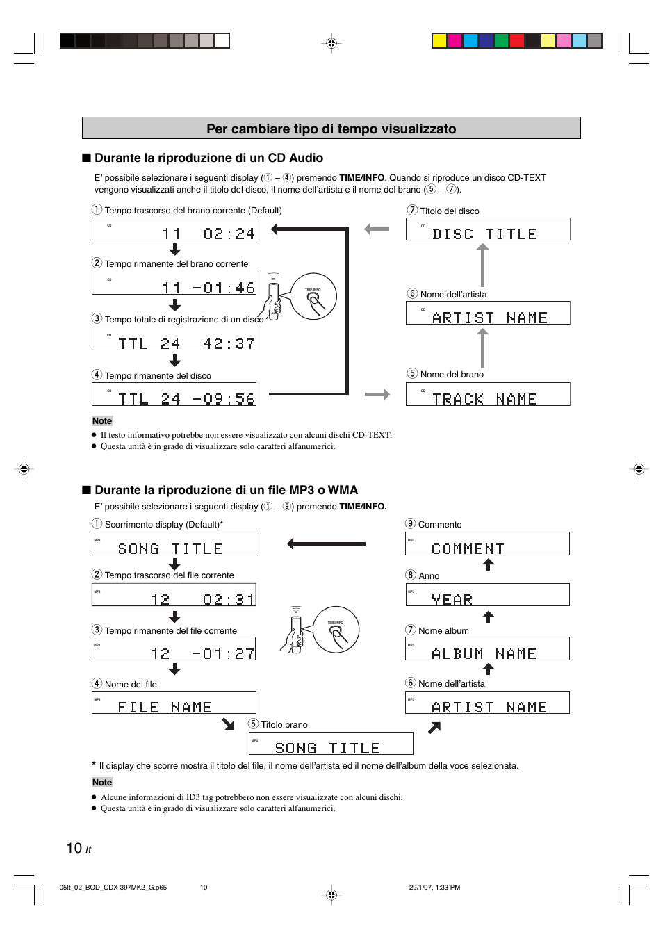 Per cambiare tipo di tempo visualizzato | Yamaha CDX-397MK2 User Manual | Page 112 / 228