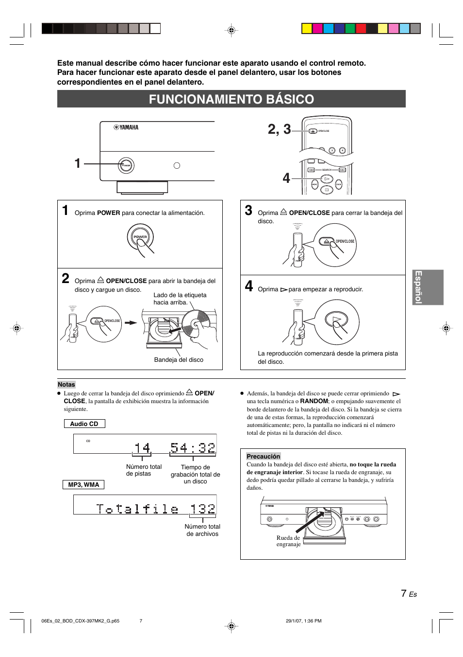 Funcionamiento básico, Español | Yamaha CDX-397MK2 User Manual | Page 134 / 228