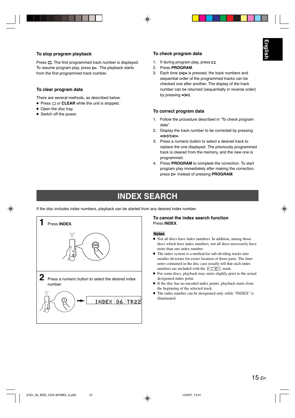 Index search, English | Yamaha CDX-397MK2 User Manual | Page 17 / 228