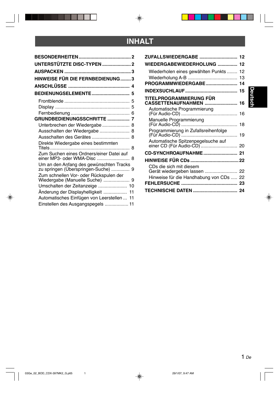 Inhalt | Yamaha CDX-397MK2 User Manual | Page 53 / 228