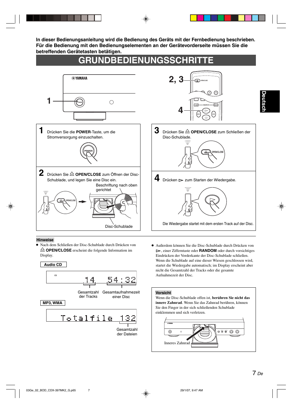 Grundbedienungsschritte, Deutsc h | Yamaha CDX-397MK2 User Manual | Page 59 / 228