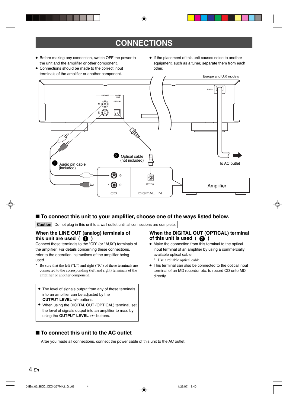 Connections, Amplifier | Yamaha CDX-397MK2 User Manual | Page 6 / 228