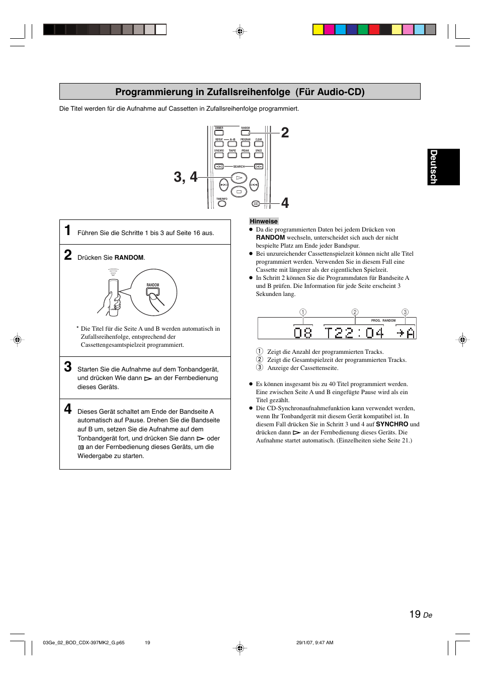 Deutsc h | Yamaha CDX-397MK2 User Manual | Page 71 / 228