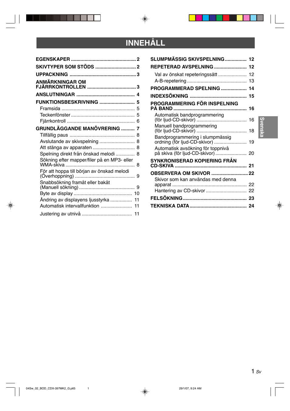 Innehåll | Yamaha CDX-397MK2 User Manual | Page 78 / 228