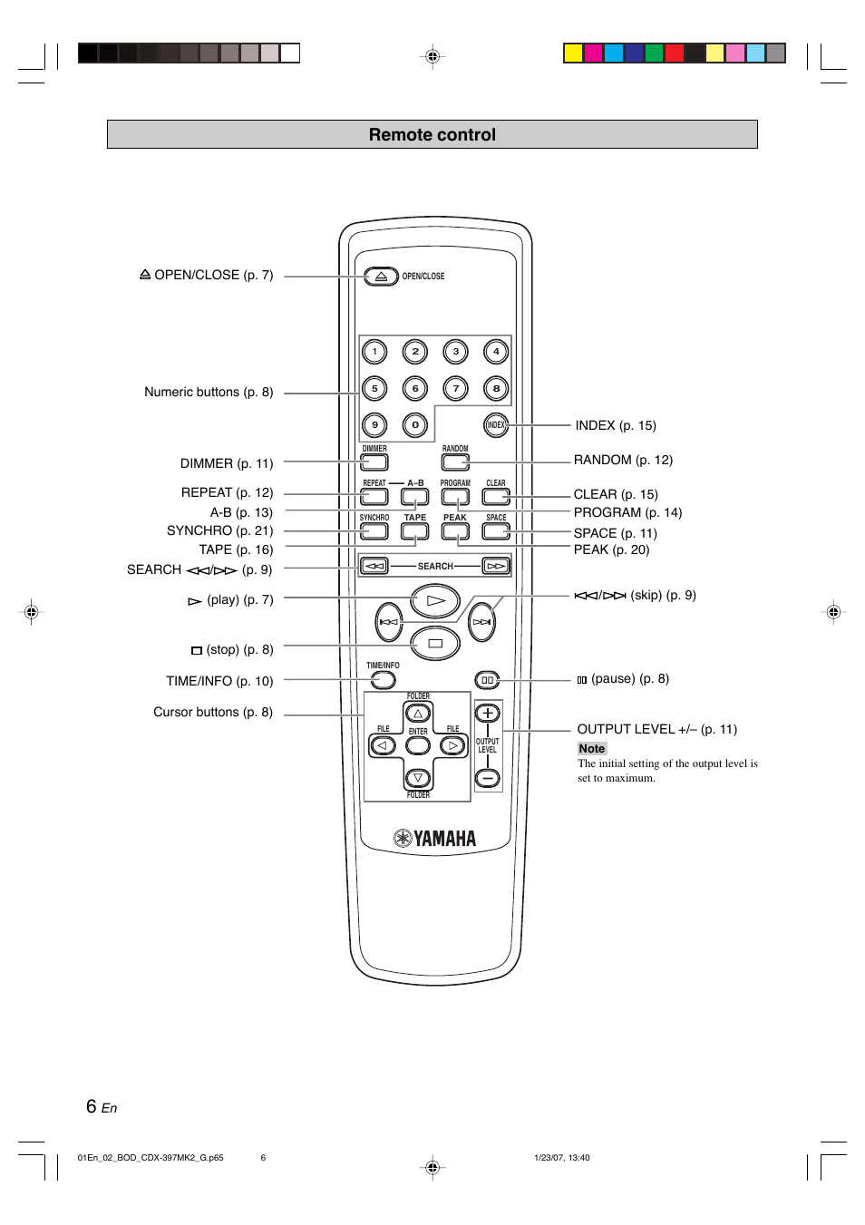 Remote control | Yamaha CDX-397MK2 User Manual | Page 8 / 228