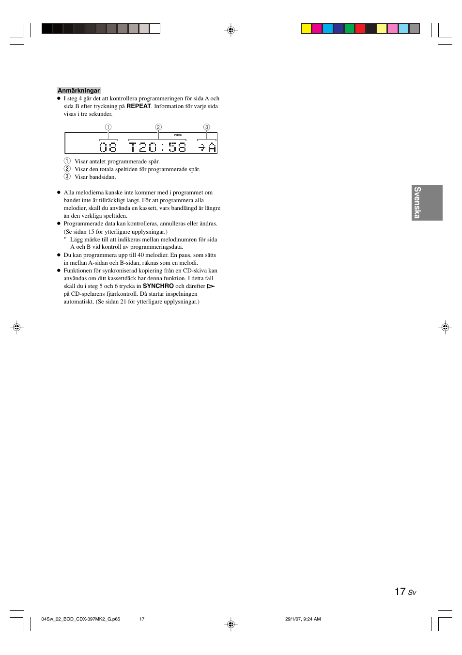 Svenska | Yamaha CDX-397MK2 User Manual | Page 94 / 228