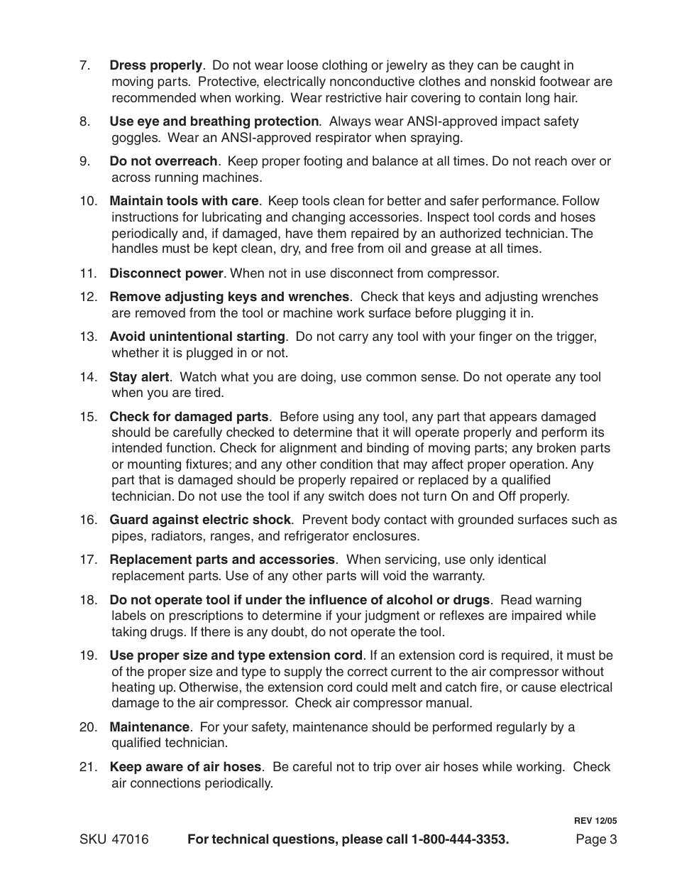 Harbor Freight Tools 47016 User Manual | Page 3 / 9