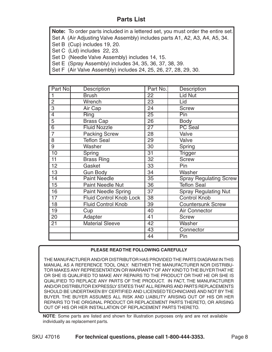 Harbor Freight Tools 47016 User Manual | Page 8 / 9