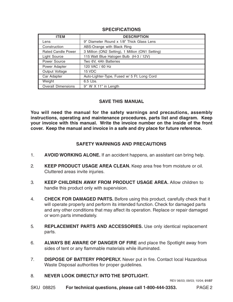 Harbor Freight Tools 08825 User Manual | Page 2 / 6