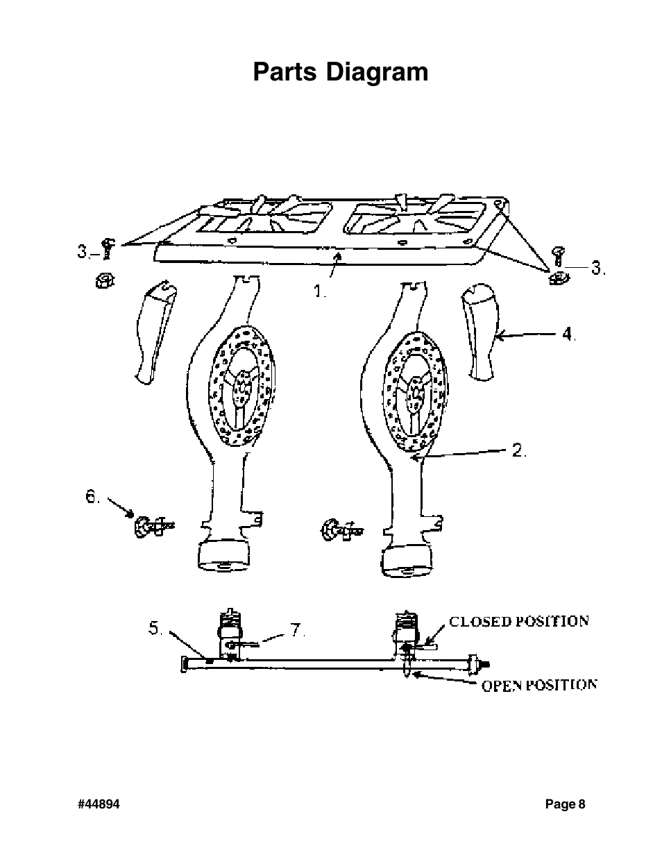 Parts diagram | Harbor Freight Tools 44894 User Manual | Page 8 / 8