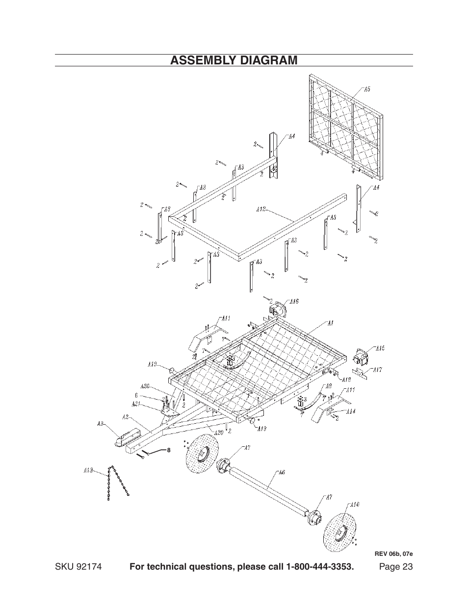 Assembly diagram | Harbor Freight Tools 92174 User Manual | Page 23 / 24