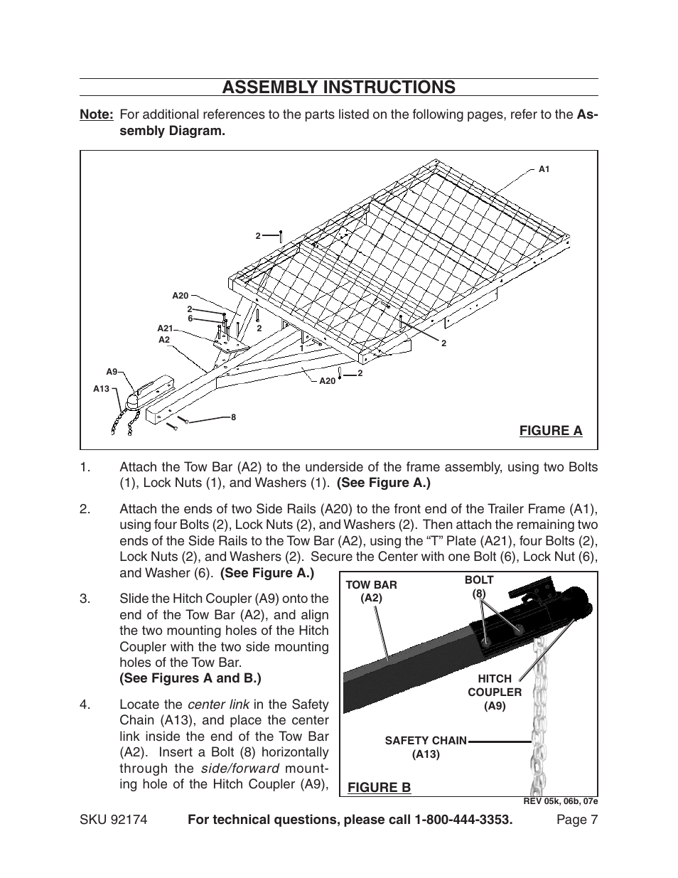 Assembly instructions | Harbor Freight Tools 92174 User Manual | Page 7 / 24