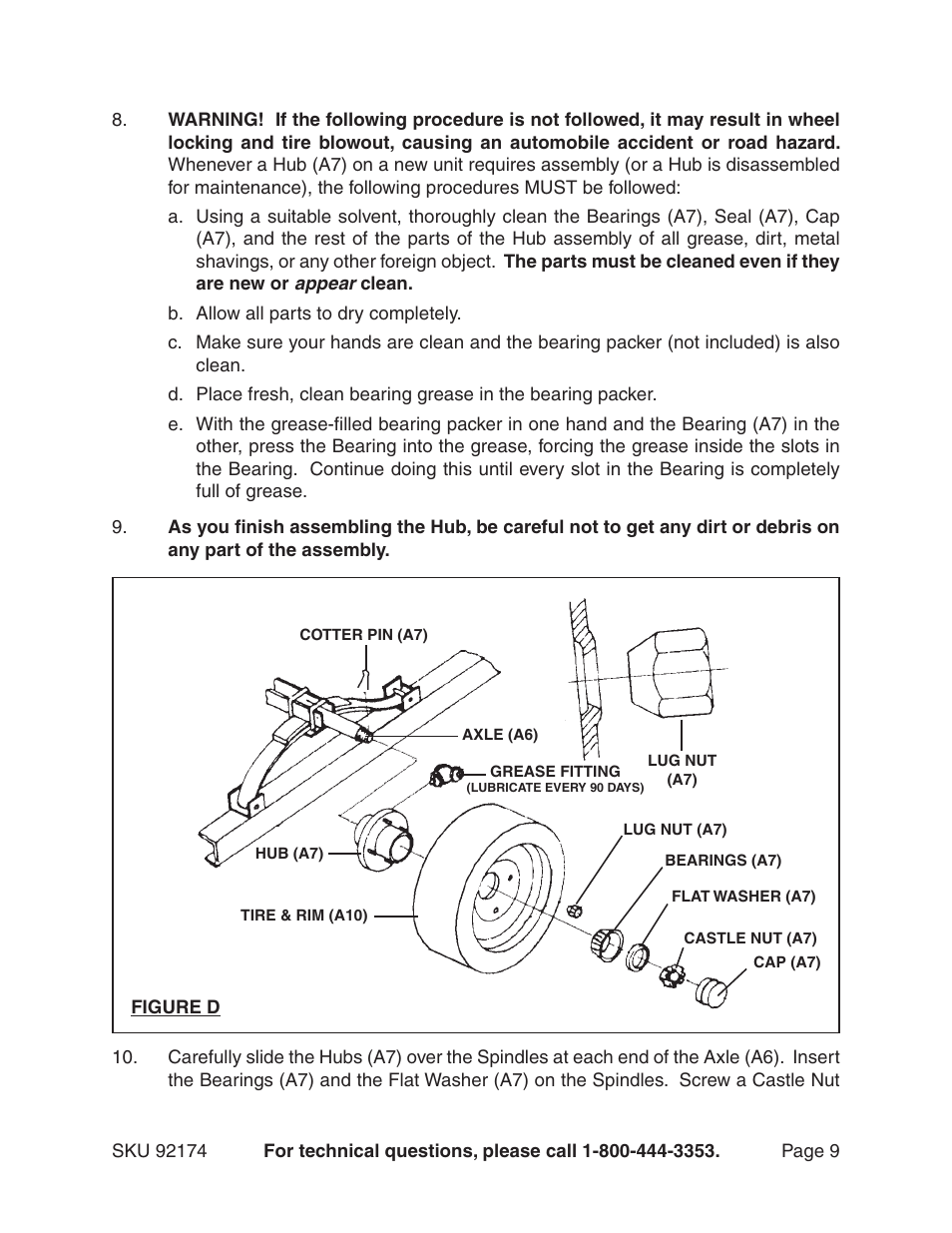 Harbor Freight Tools 92174 User Manual | Page 9 / 24