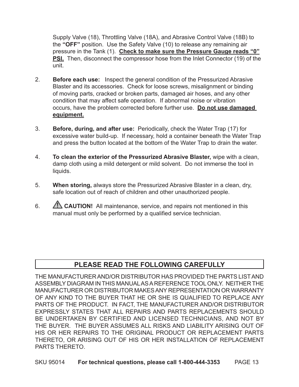 Harbor Freight Tools 95014 User Manual | Page 13 / 17