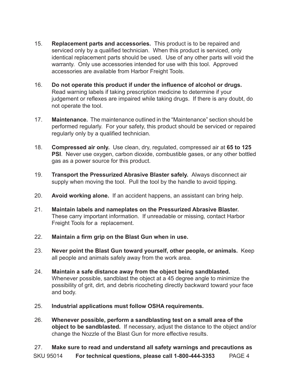Harbor Freight Tools 95014 User Manual | Page 4 / 17