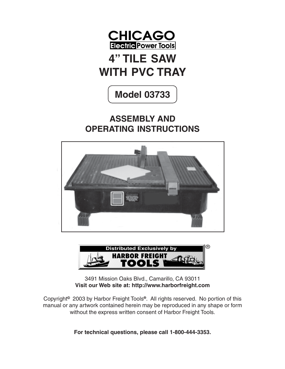 Harbor Freight Tools 03733 User Manual | 12 pages